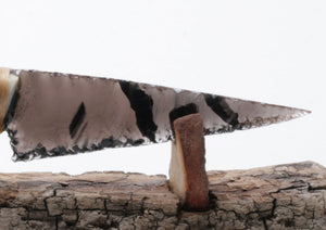 Tri color Translucent Obsidian Knife with Deer Antler Handle