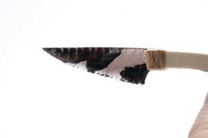 Tri Color Translucent Obsidian Stone Knife with Moose Antler