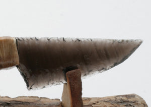 Translucent Obsidian Knife with Drift Wood  " mountain " wood burned Handle