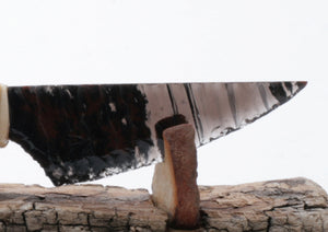 Tiger Obsidian Knife with " Hangeol " Woodburned Handle
