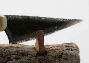 Rainbow  Obsidian Knife with Moose Deer Antler Handle