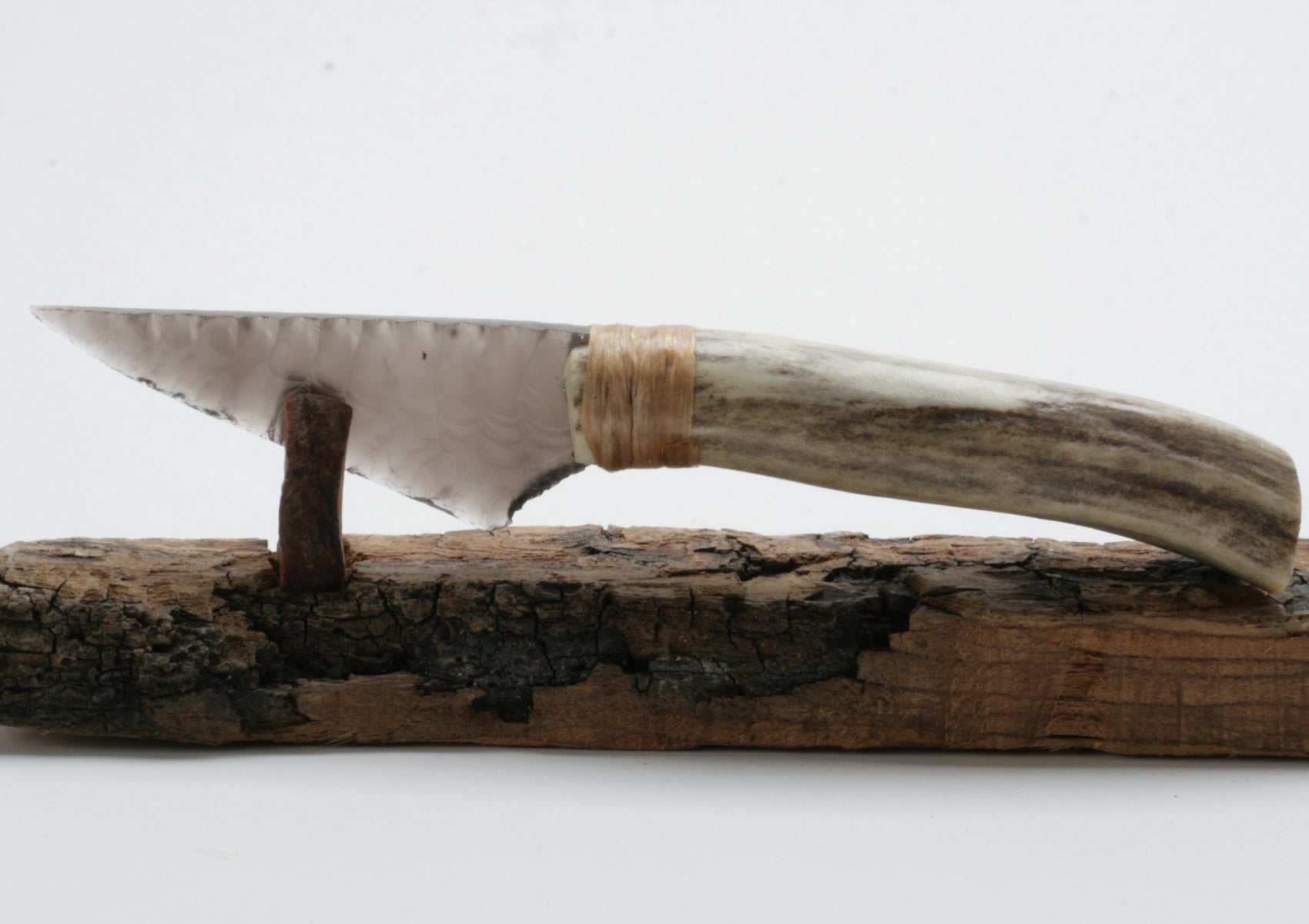 Translucent Obsidian Knife with Deer Antler Handle