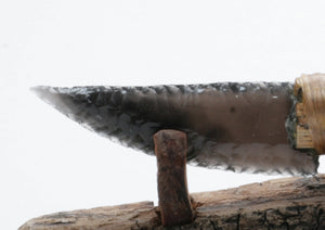Translucent Obsidian Stone Knife with Cactus Handle