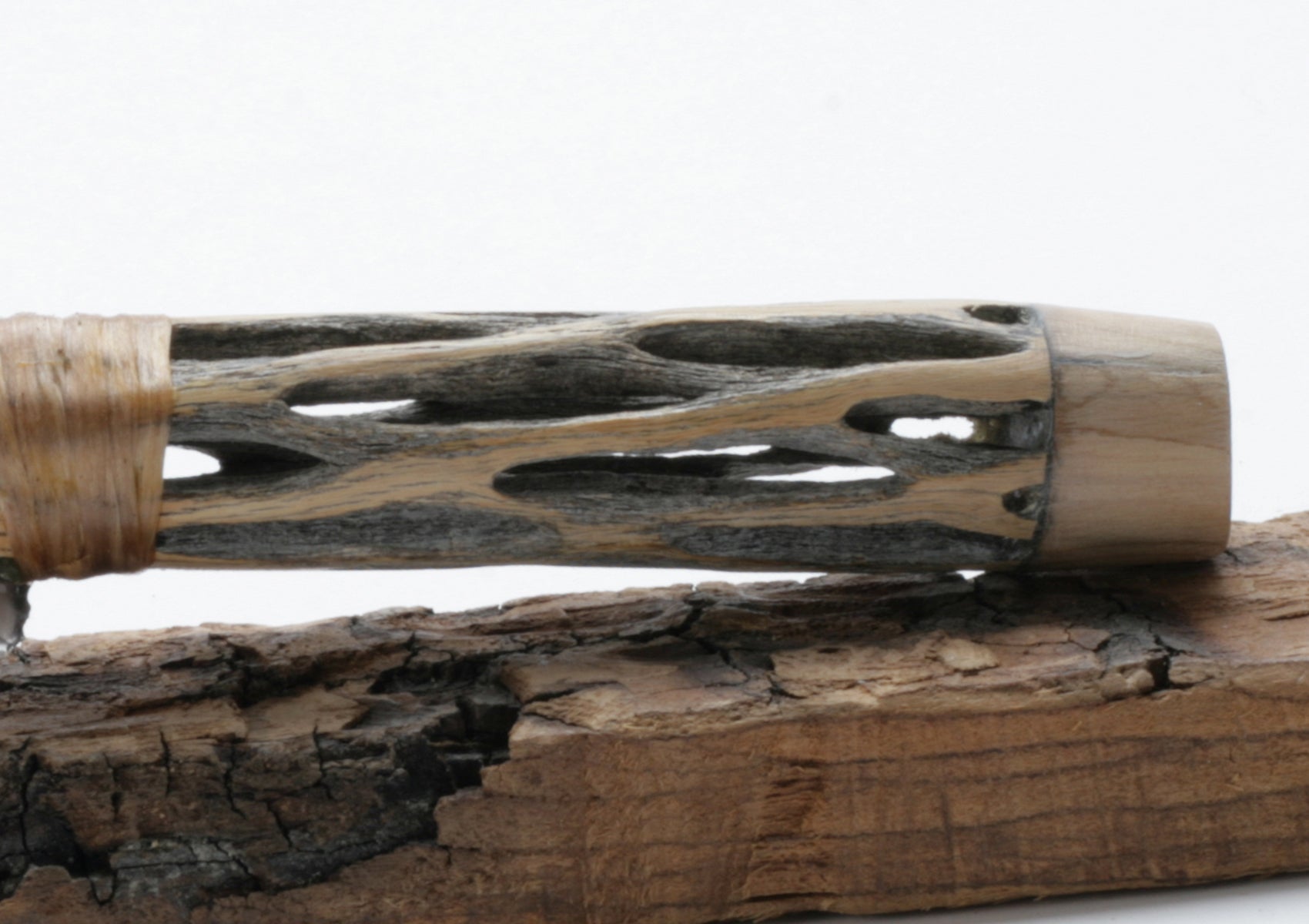 Translucent Obsidian Stone Knife with Cactus Handle