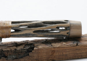 Translucent Obsidian Stone Knife with Cactus Handle