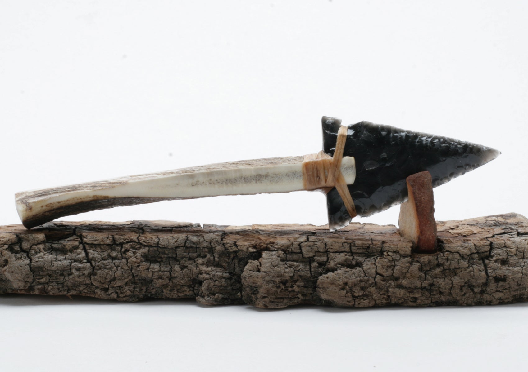 Rainbow Obsidian Knife with Caribou Deer Antler Handle