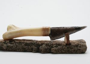 Translucent Obsidian Stone Knife with deer bone