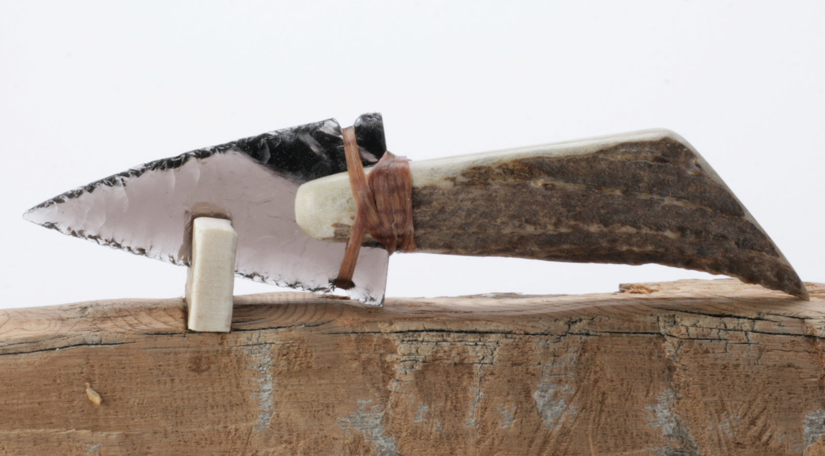 Transparent Obsidian Knife with Moose Antler Handle