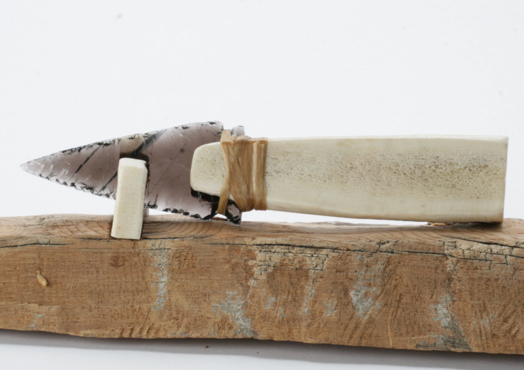 Transparent Obsidian Knife with Moose Deer Antler