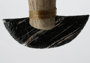 Black Hatched Obsidian Ulu with Deer Antler