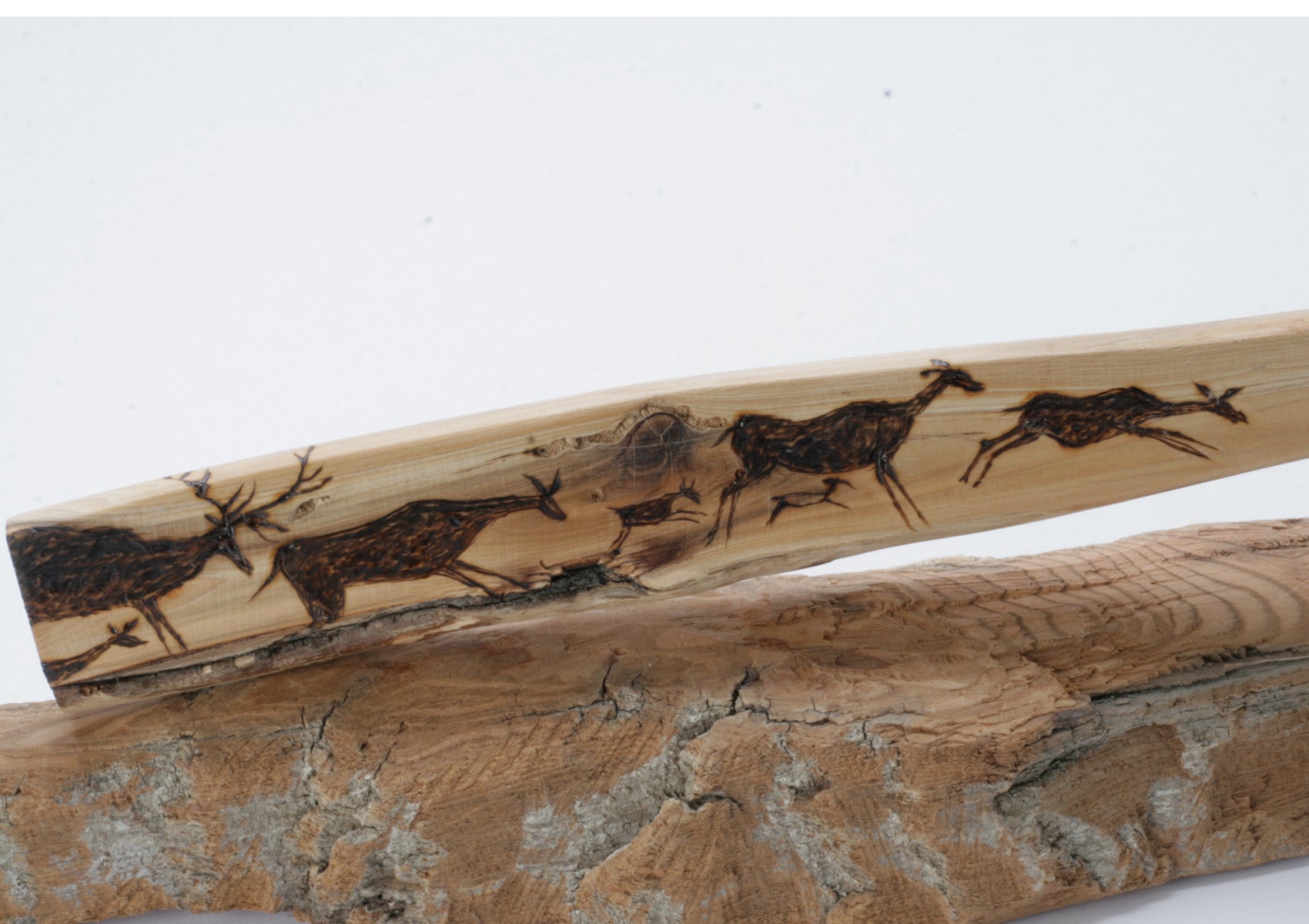 Translucent Obsidian Knife with Woodburned on Drift Wood