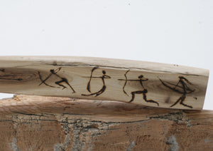 Translucent Obsidian Knife with Woodburned on Drift Wood